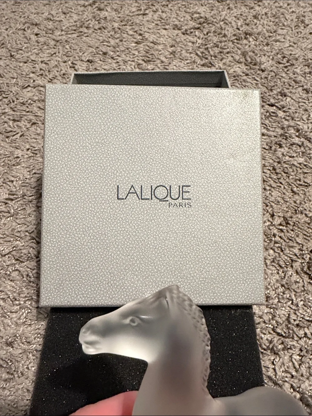 Lalique Frosted Clear Glass Horse Figurine